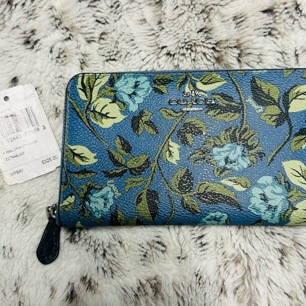 Coach Teal and Green Floral Women's Wallet